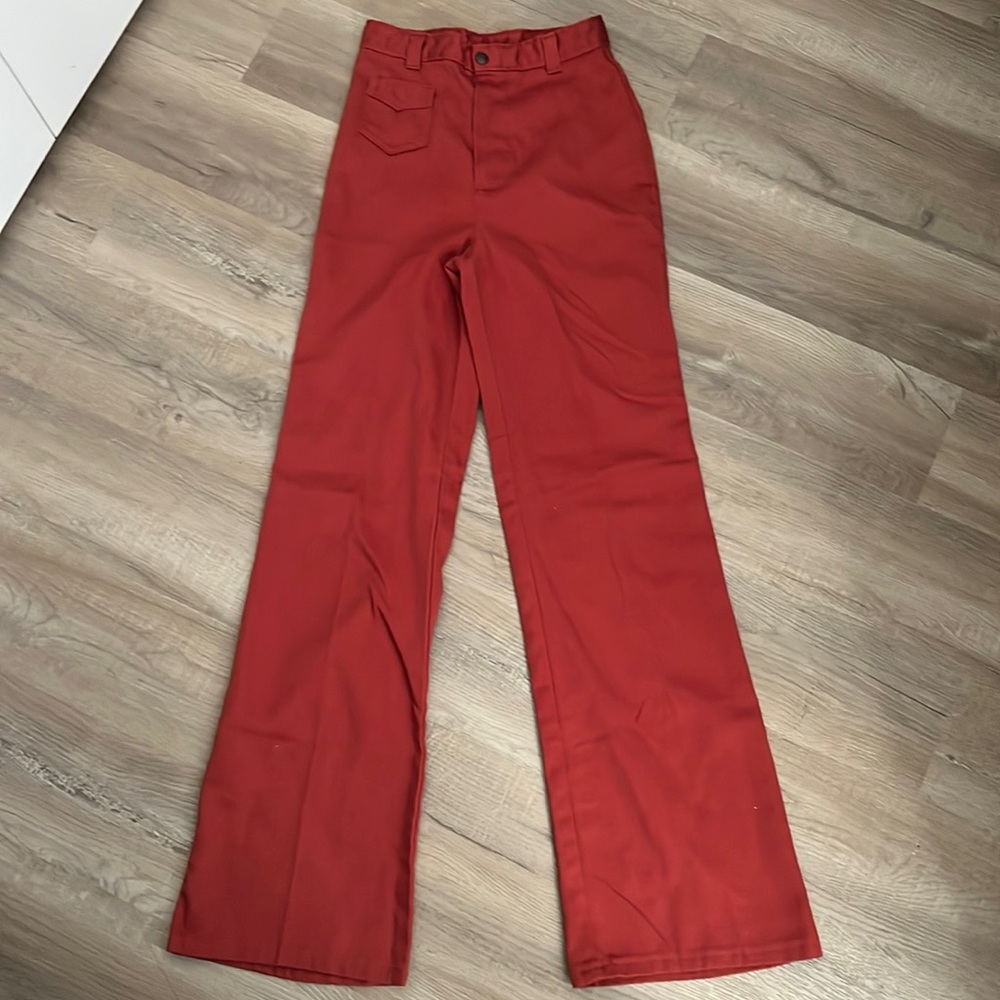 Rust Orange Straight / Bell Bottom 70s Twill Pants 5 pocket jean trousers
